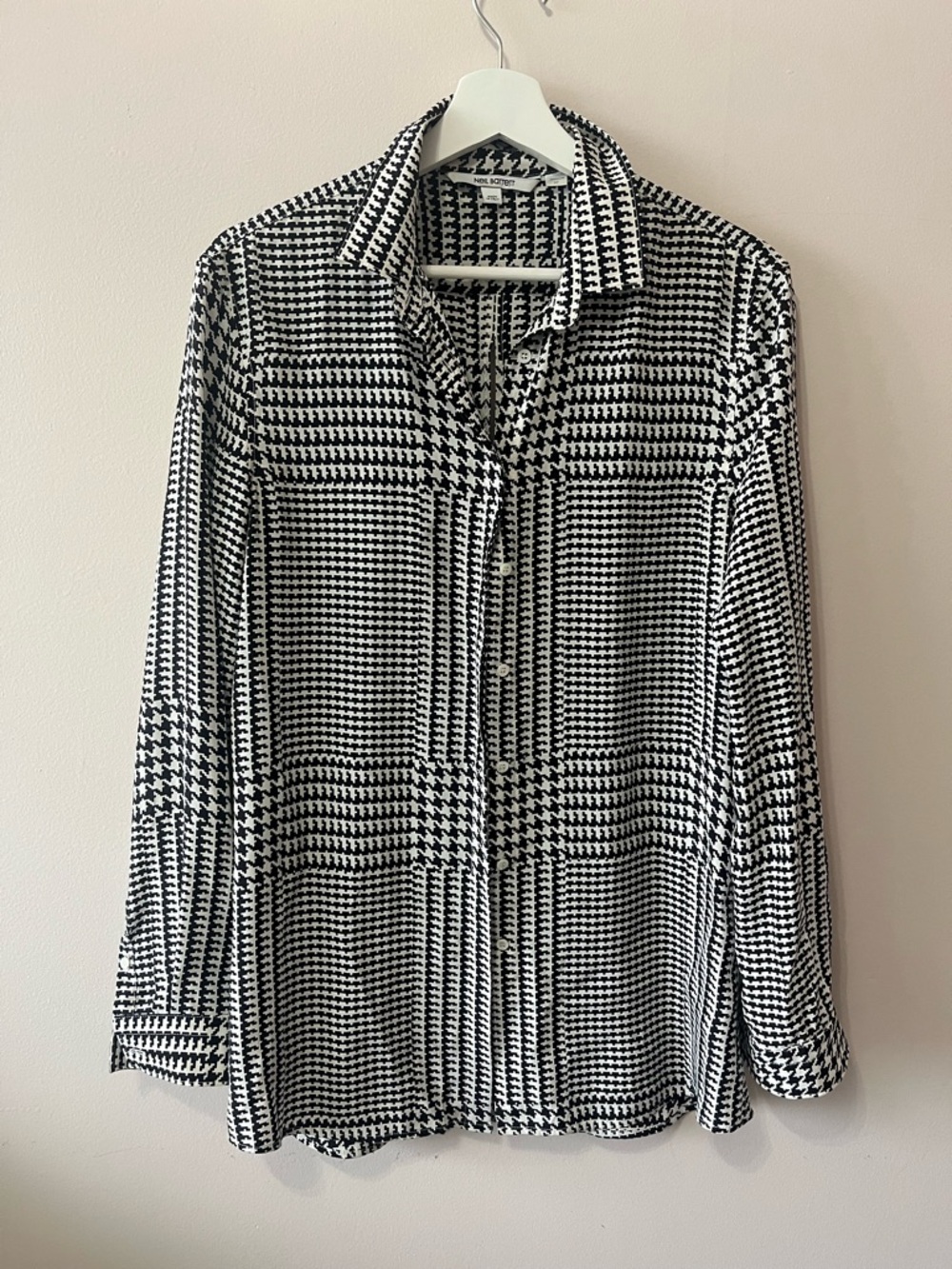 Neil Barrett Black and White Houndstooth Button-Down Shirt